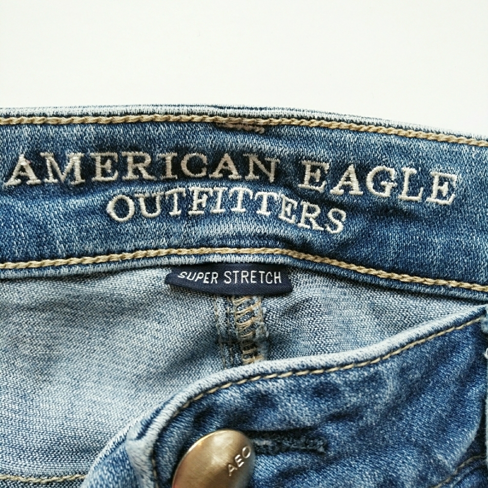 AEO High Rise Long Distressed Ripped Jegging Jeans - Picture 6 of 10